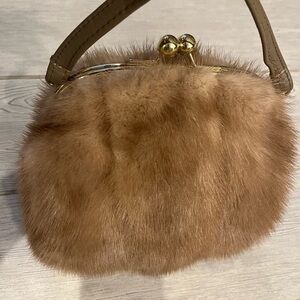 Vintage Mink  Muff  Bag with and Gold Clasp